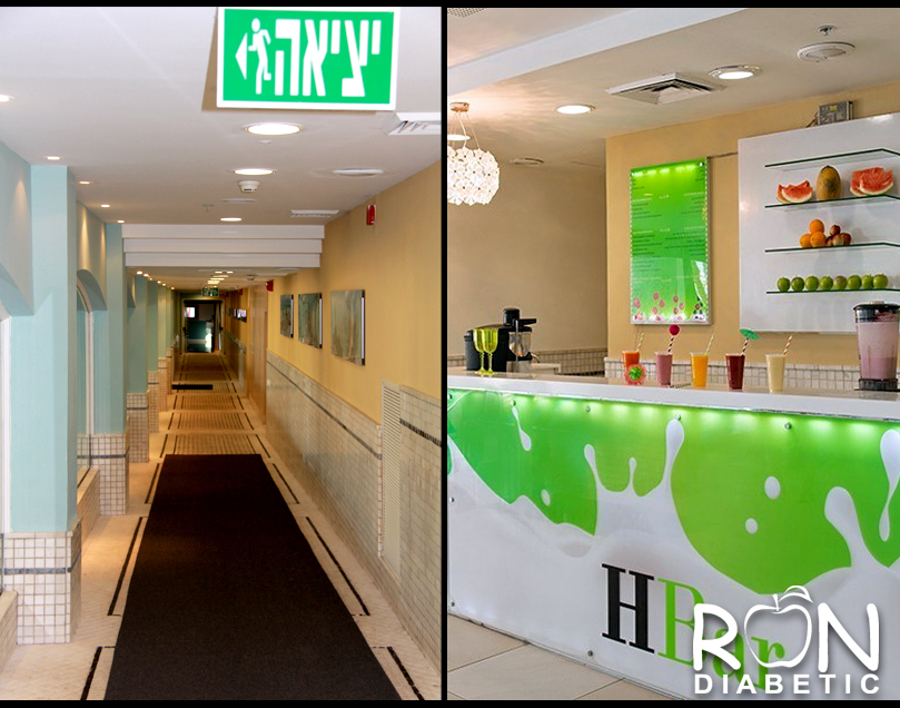 Вход в крытый бассейн с водой из мертвого моря. При входе - бар свежевыжатых органических соков и фруктовых смузи. 