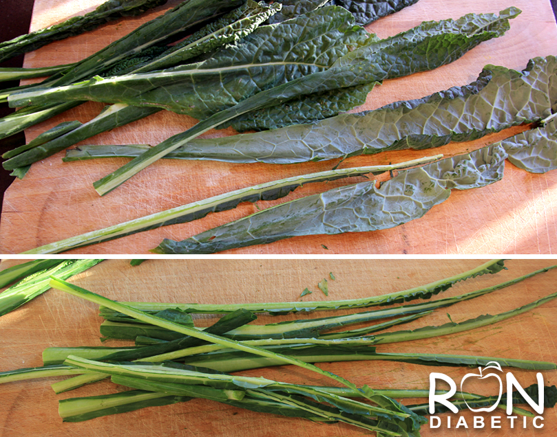 Удалить стебли у тосканской листовой капусты кале