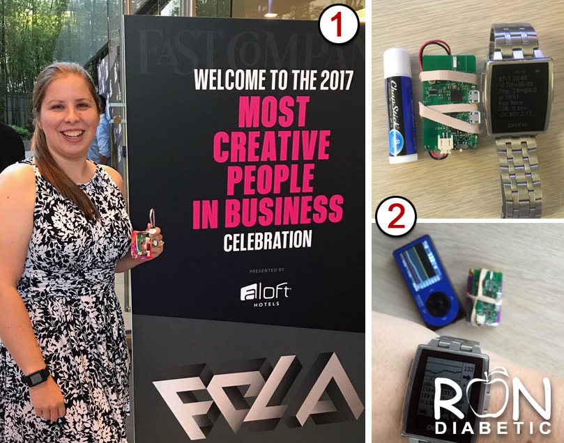 Фото 1: Fast Company поставила 28-летнюю Люис в список "100 самых креативных людей в бизнесе в Америке". Фото 2: На этом изображении показан размер контрольного устройства "OpenAPS", которое изобрела Дана Льюис.